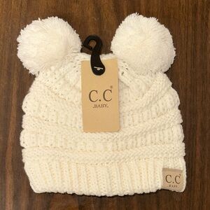 C.C. Boutique White Knit Pom-Pom Hat